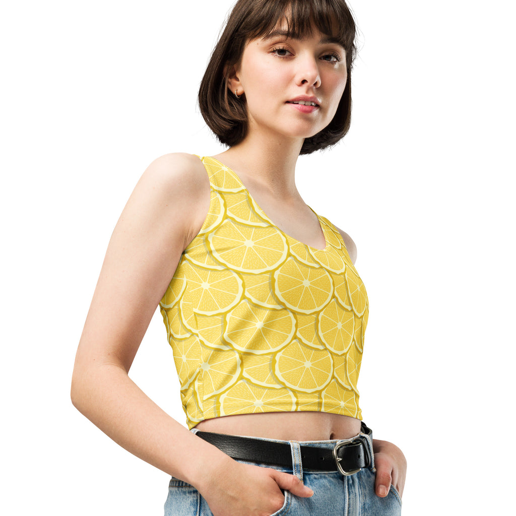 Women's Lemon Slice Buttery Soft Crop Top- Quick-Drying UPF 50+ Stretch Top