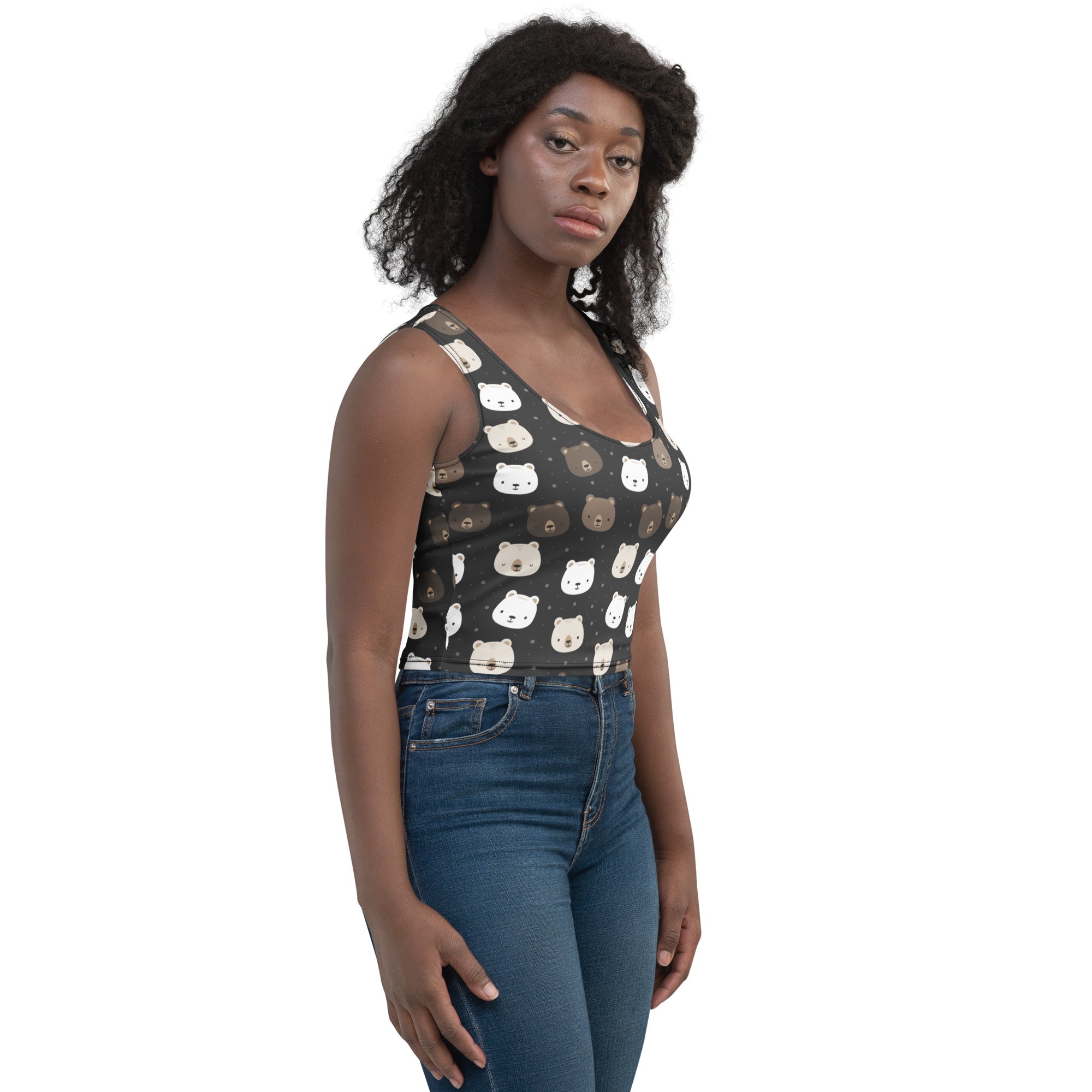 Women's Bear Face Buttery Soft Crop Top- Quick-Drying UPF 50+ Stretch Top