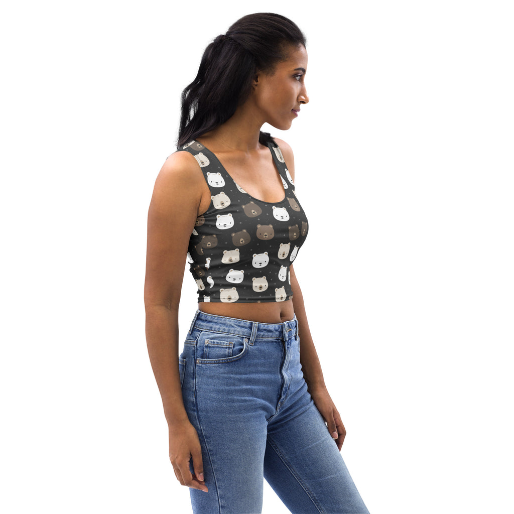 Women's Bear Face Buttery Soft Crop Top- Quick-Drying UPF 50+ Stretch Top