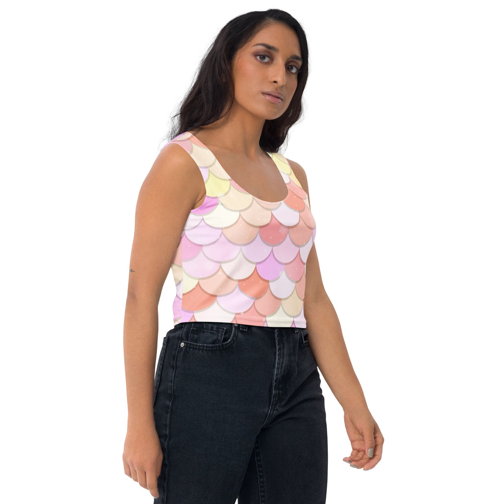 Women's Pink Mermaid Buttery Soft Crop Top- Quick-Drying UPF 50+ Stretch Top