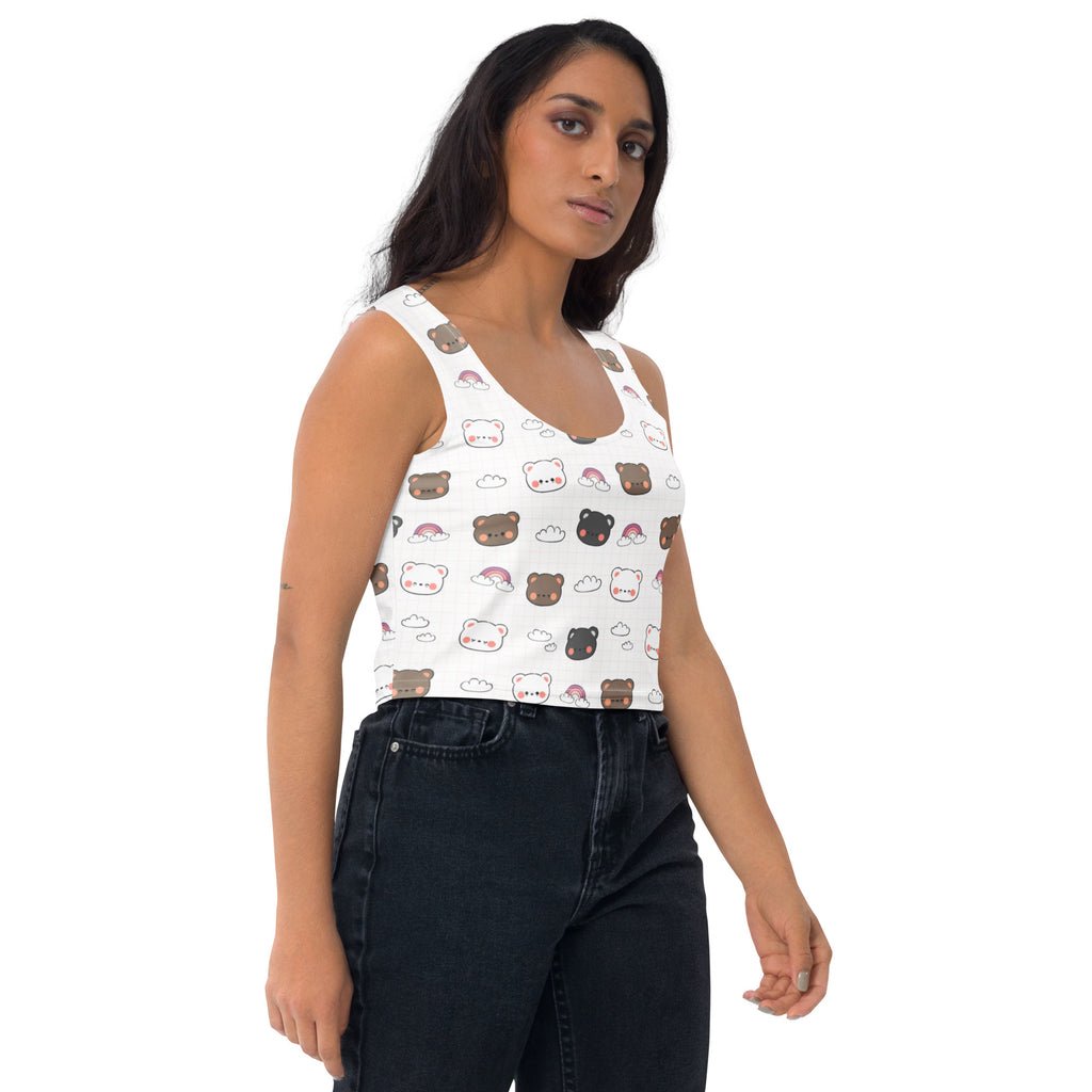 Women's Kawaii Bear Buttery Soft Crop Top- Quick-Drying UPF 50+ Stretch Top
