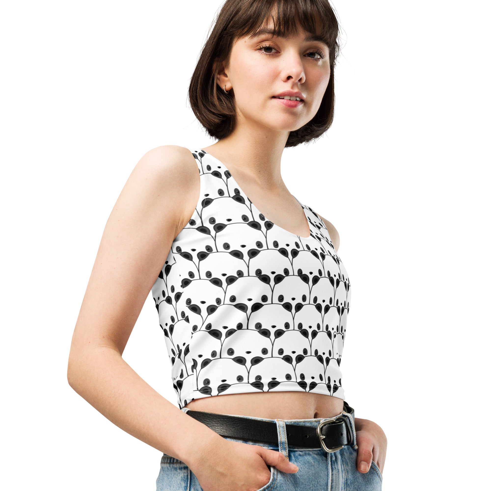 Women's Panda Buttery Soft Crop Top- Quick-Drying UPF 50+ Stretch Top
