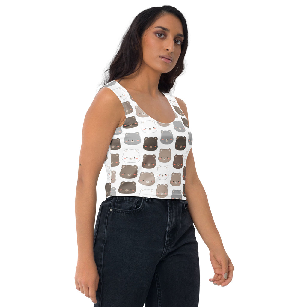 Women's Bear Print Buttery Soft Crop Top- Quick-Drying UPF 50+ Stretch Top