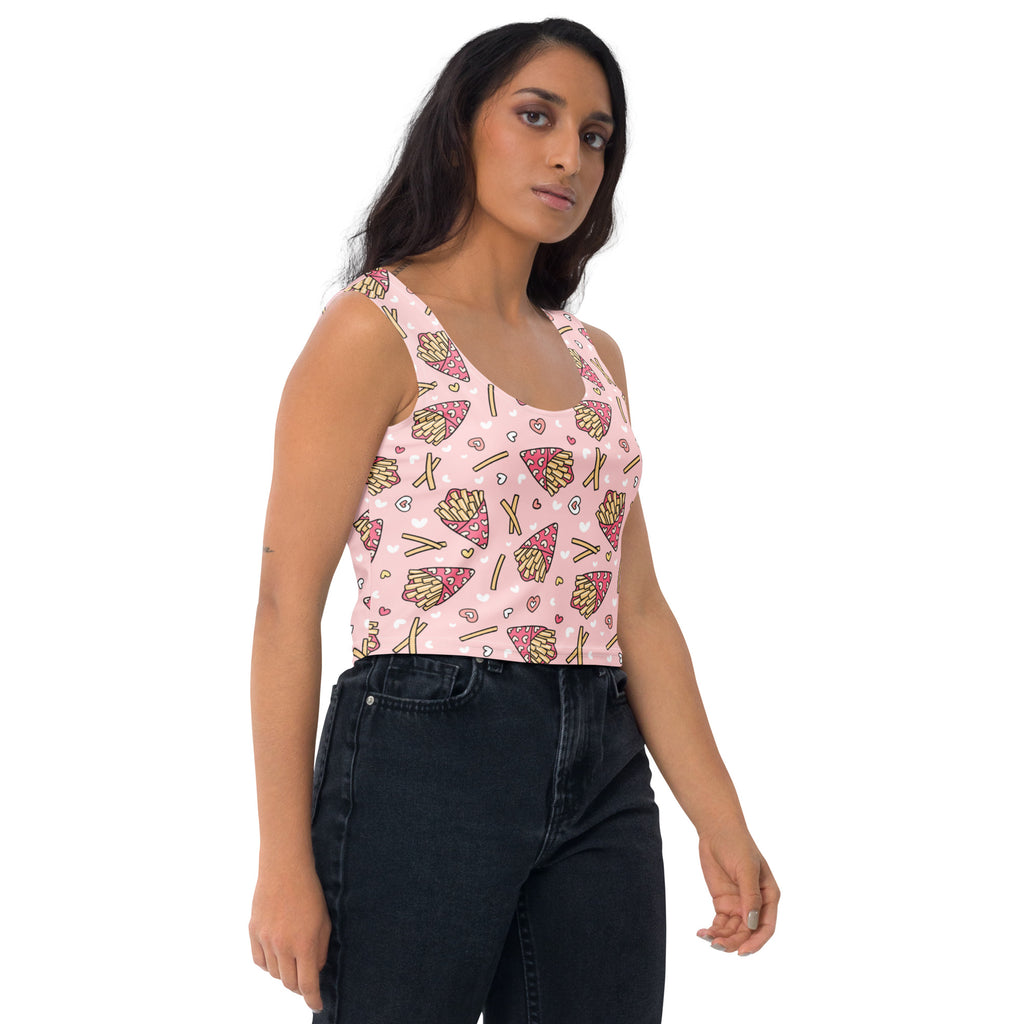 Women's Pink French Fries Buttery Soft Crop Top- Quick-Drying UPF 50+ Stretch Top