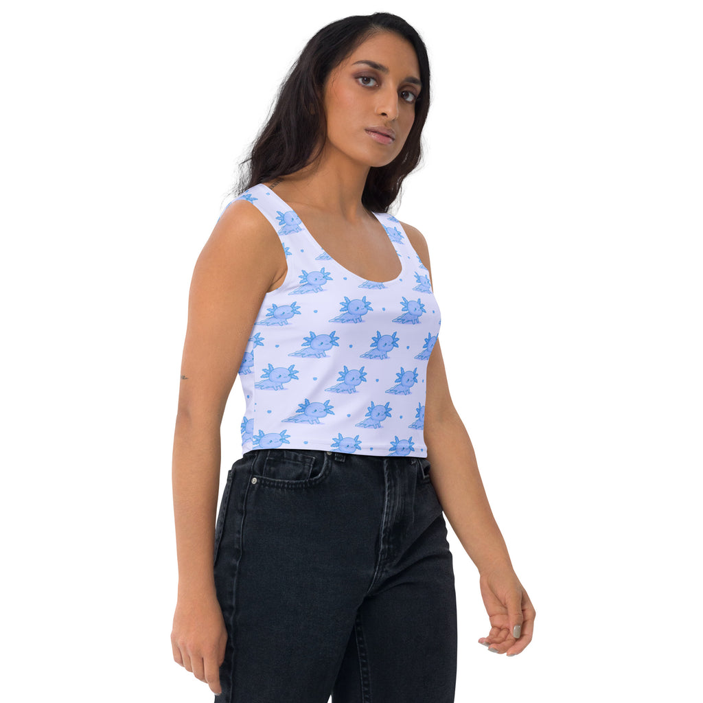 Women's Blue Axolotl Buttery Soft Crop Top- Quick-Drying UPF 50+ Stretch Top