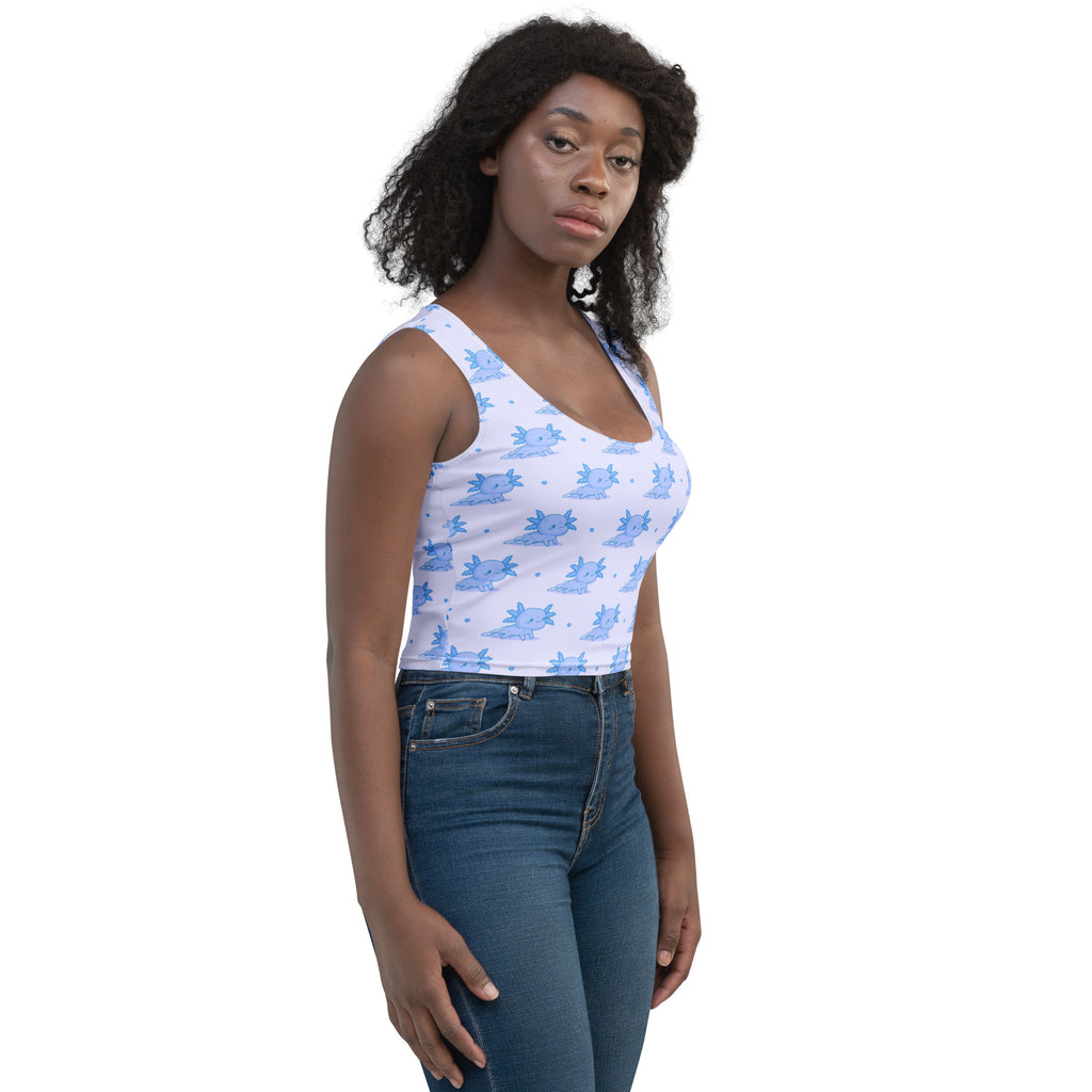 Women's Blue Axolotl Buttery Soft Crop Top- Quick-Drying UPF 50+ Stretch Top