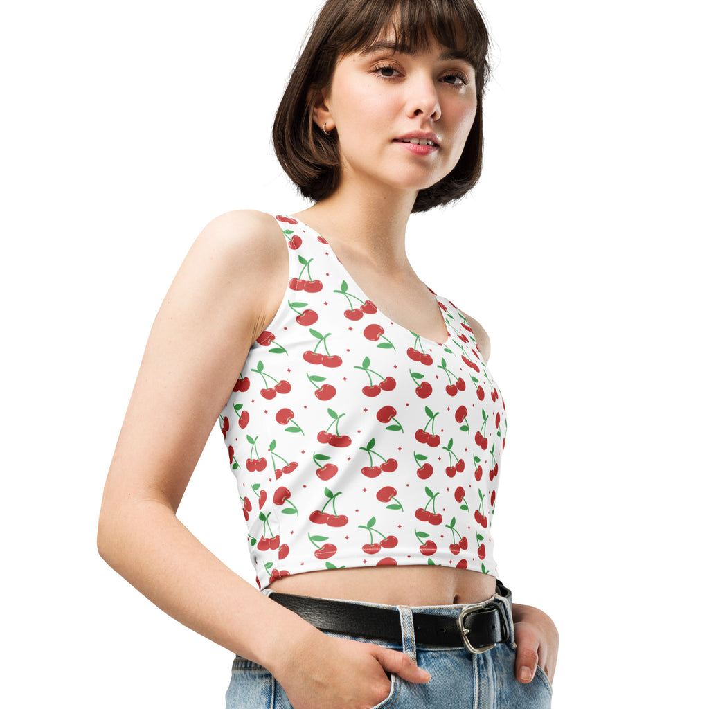 Women's Cherry Buttery Soft Crop Top- Quick-Drying UPF 50+ Stretch Top