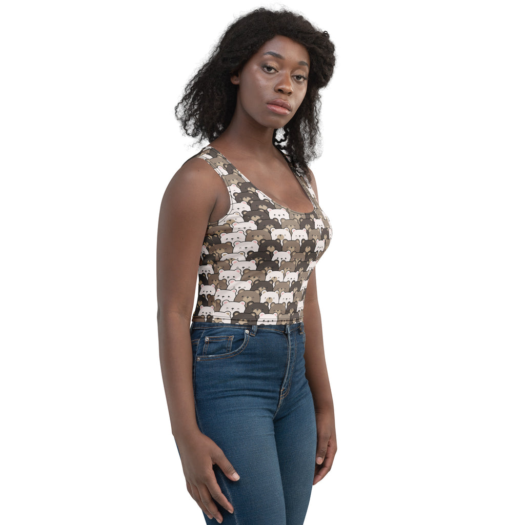 Women's Bear Themed Buttery Soft Crop Top- Quick-Drying UPF 50+ Stretch Top