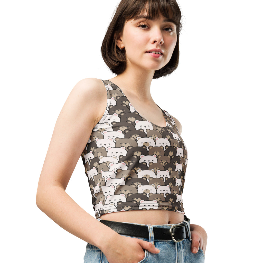 Women's Bear Themed Buttery Soft Crop Top- Quick-Drying UPF 50+ Stretch Top