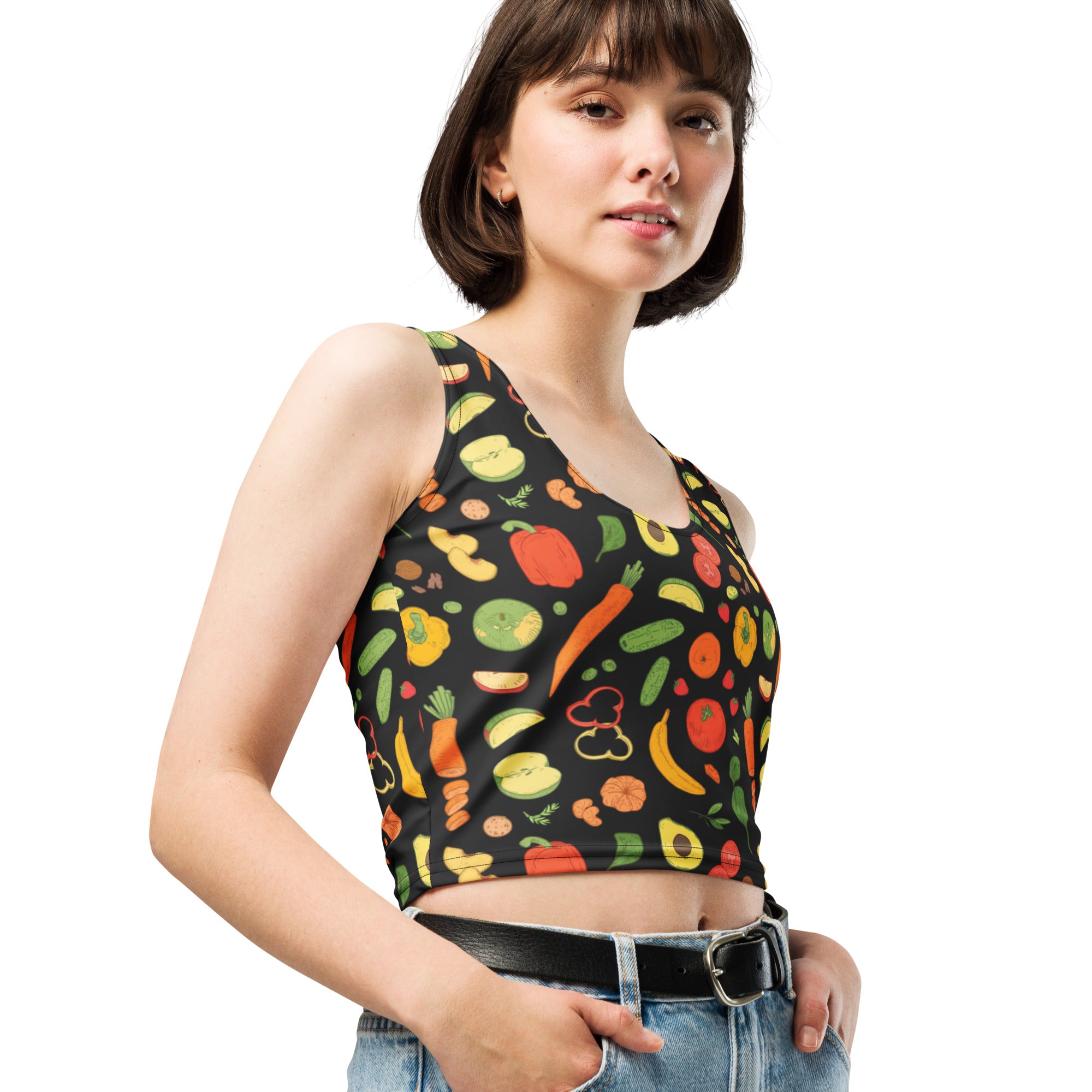 Women's Fruit & Veggie Buttery Soft Crop Top- Quick-Drying UPF 50+ Stretch Top