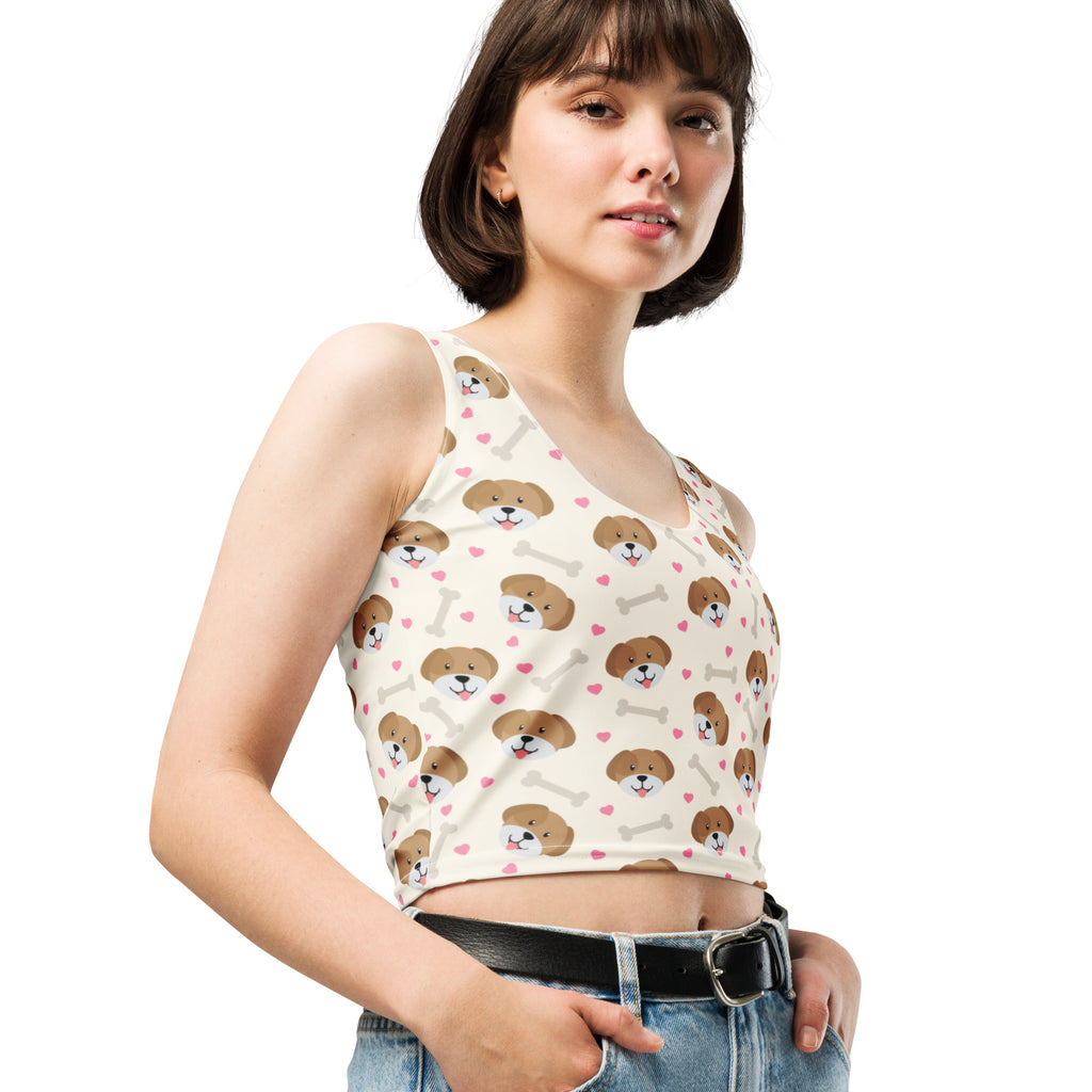 Women's Cute Dog Buttery Soft Crop Top- Quick-Drying UPF 50+ Stretch Top