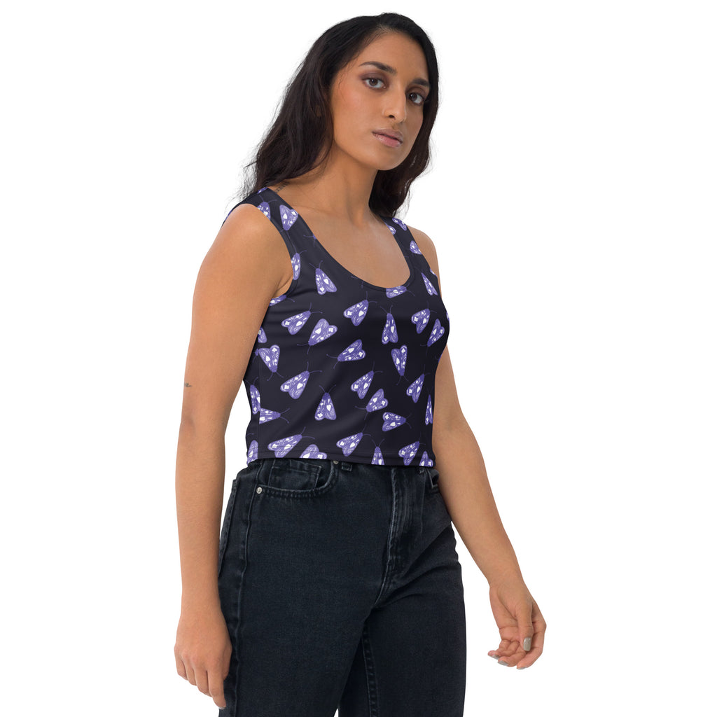 Women's Purple Moth Buttery Soft Crop Top- Quick-Drying UPF 50+ Stretch Top