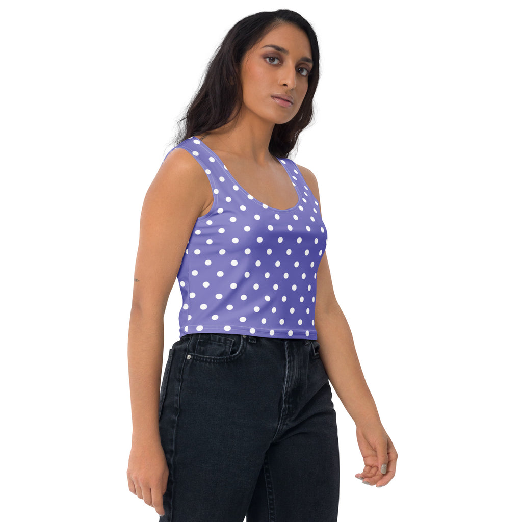 Women's Light Purple Polka Dot Buttery Soft Crop Top- Quick-Drying UPF 50+ Stretch Top