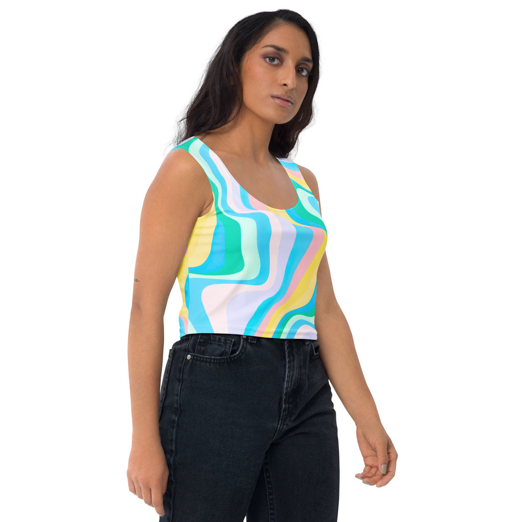 Women's Pastel Wave Buttery Soft Crop Top- Quick-Drying UPF 50+ Stretch Top
