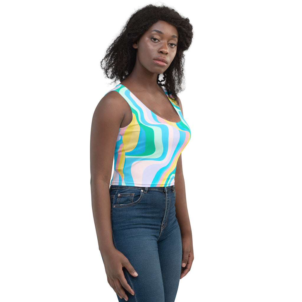 Women's Pastel Wave Buttery Soft Crop Top- Quick-Drying UPF 50+ Stretch Top