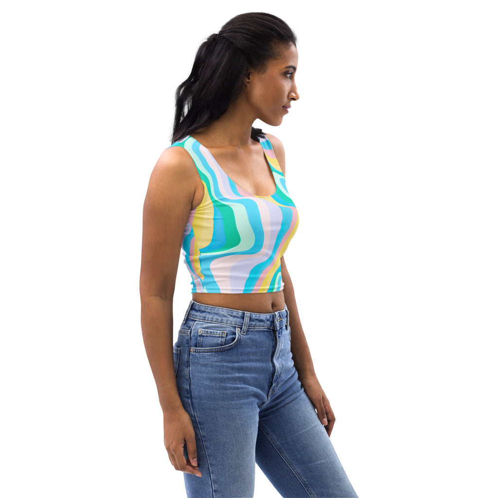Women's Pastel Wave Buttery Soft Crop Top- Quick-Drying UPF 50+ Stretch Top