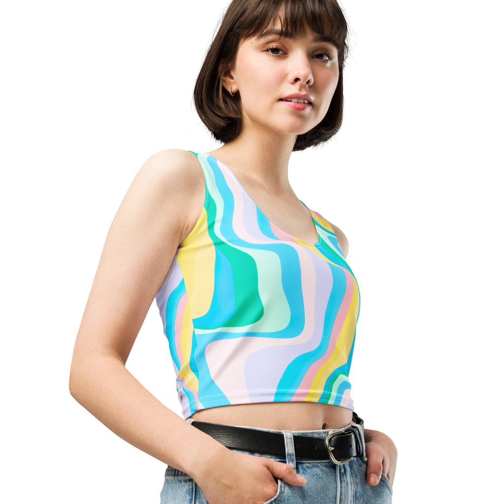 Women's Pastel Wave Buttery Soft Crop Top- Quick-Drying UPF 50+ Stretch Top