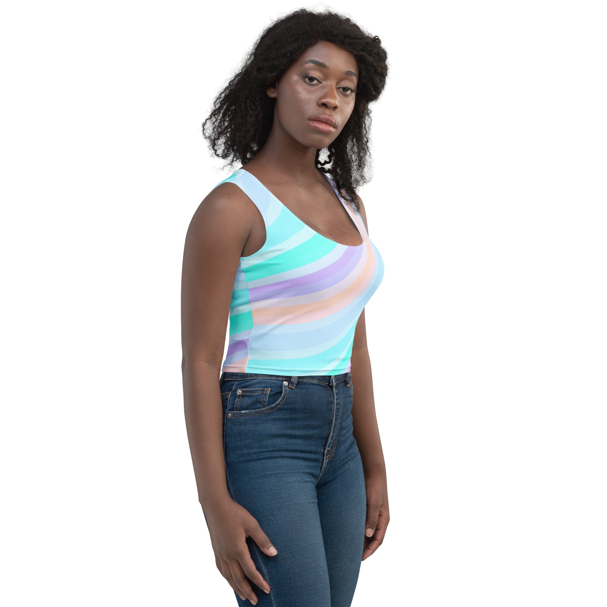 Women's Soft Pastel Stripe Buttery Soft Crop Top- Quick-Drying UPF 50+ Stretch Top