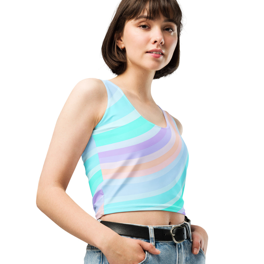 Women's Soft Pastel Stripe Buttery Soft Crop Top- Quick-Drying UPF 50+ Stretch Top