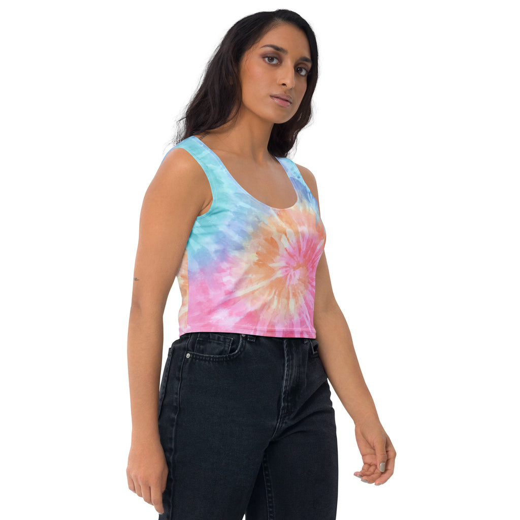 Women's Pastel Watercolor Tie Dye Buttery Soft Crop Top- Quick-Drying UPF 50+ Stretch Top