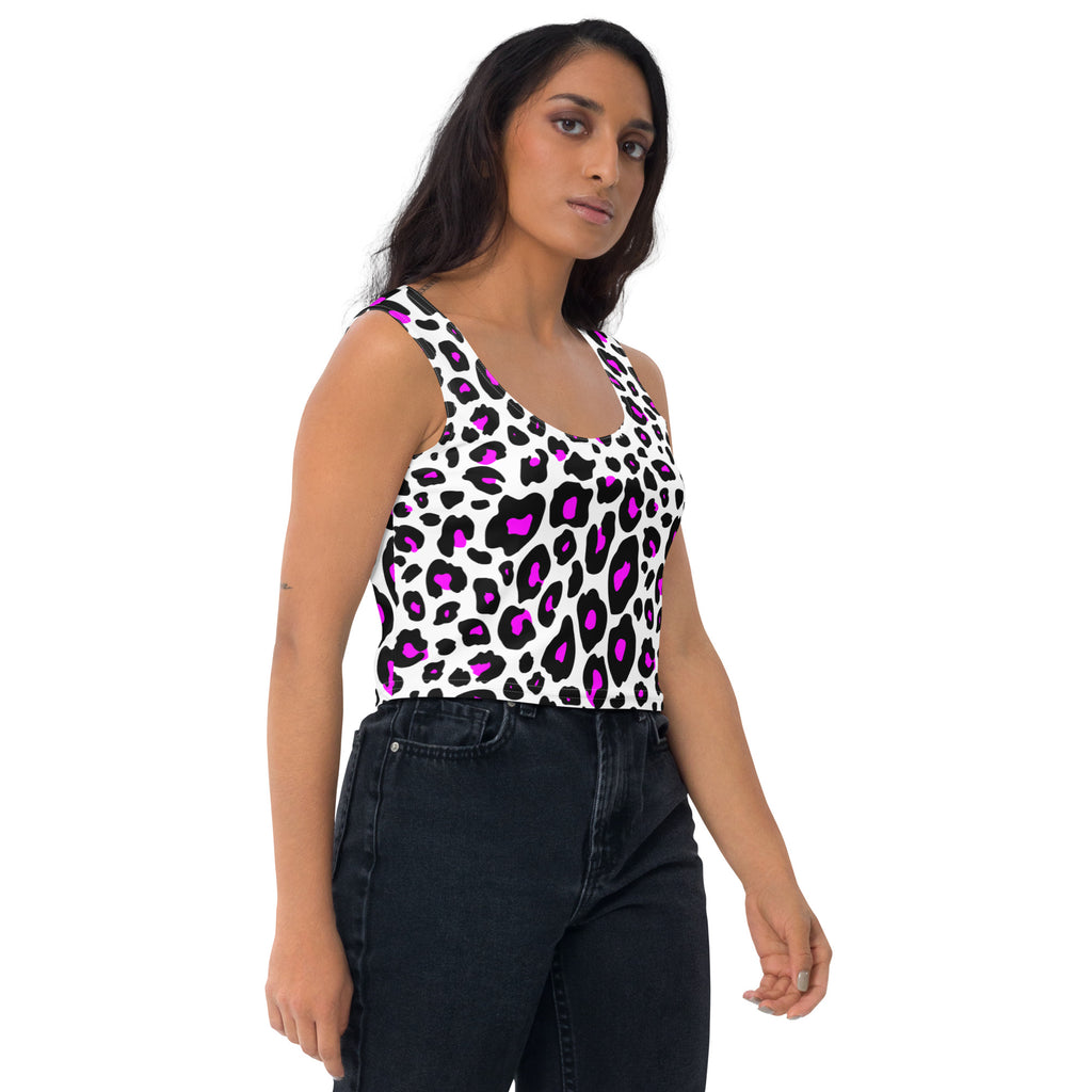 Women's Purple Leopard Buttery Soft Crop Top- Quick-Drying UPF 50+ Stretch Top