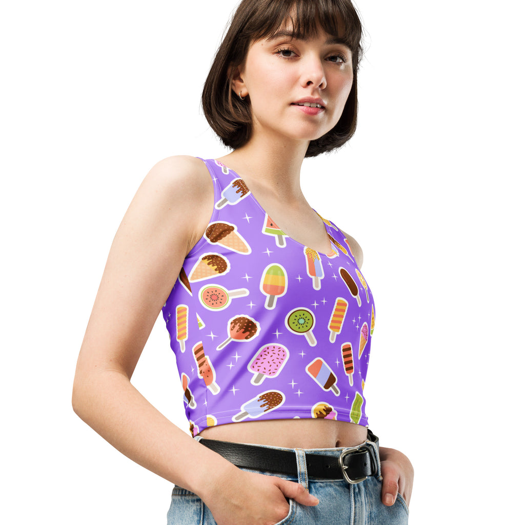 Women's Purple Popsicle Buttery Soft Crop Top- Quick-Drying UPF 50+ Stretch Top