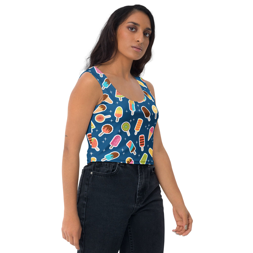 Women's Dark Blue Buttery Soft Crop Top- Quick-Drying UPF 50+ Stretch Top