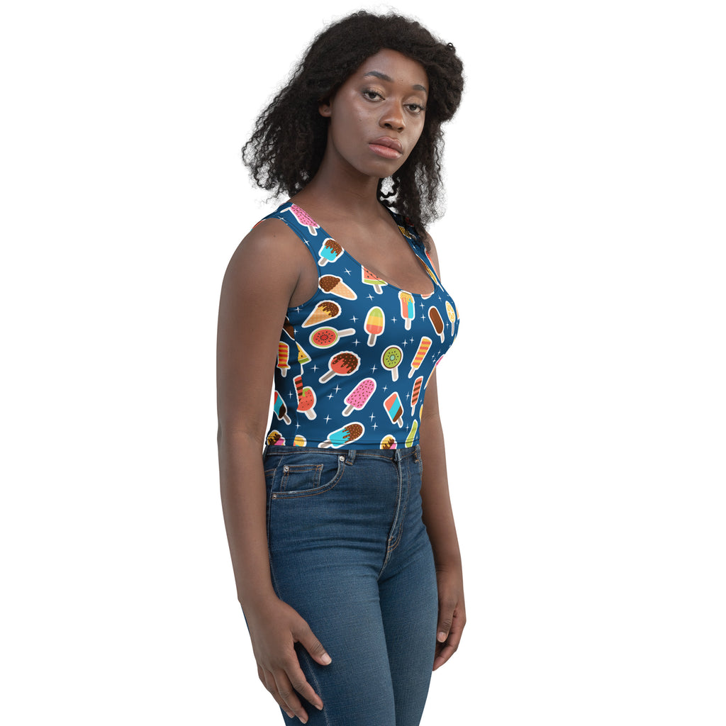 Women's Dark Blue Buttery Soft Crop Top- Quick-Drying UPF 50+ Stretch Top