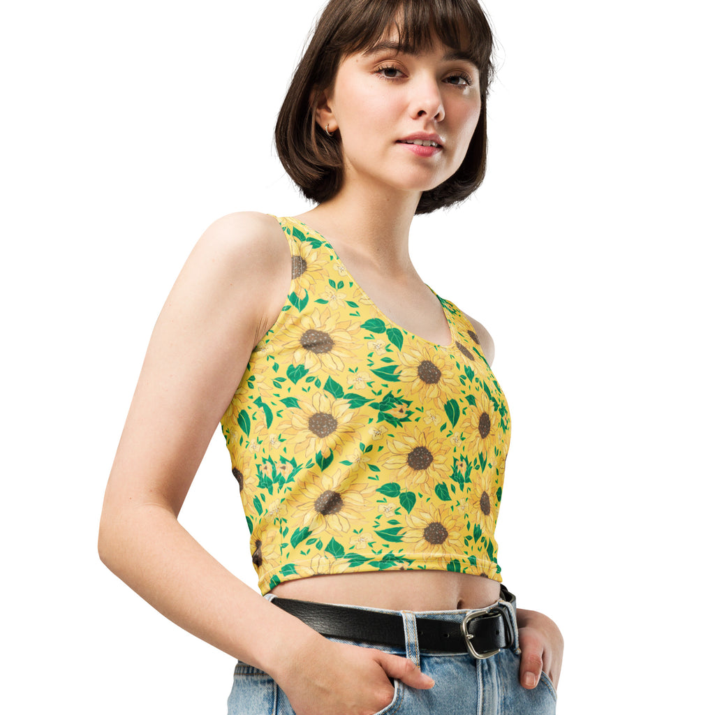 Women's Sunflower Buttery Soft Crop Top- Quick-Drying UPF 50+ Stretch Top