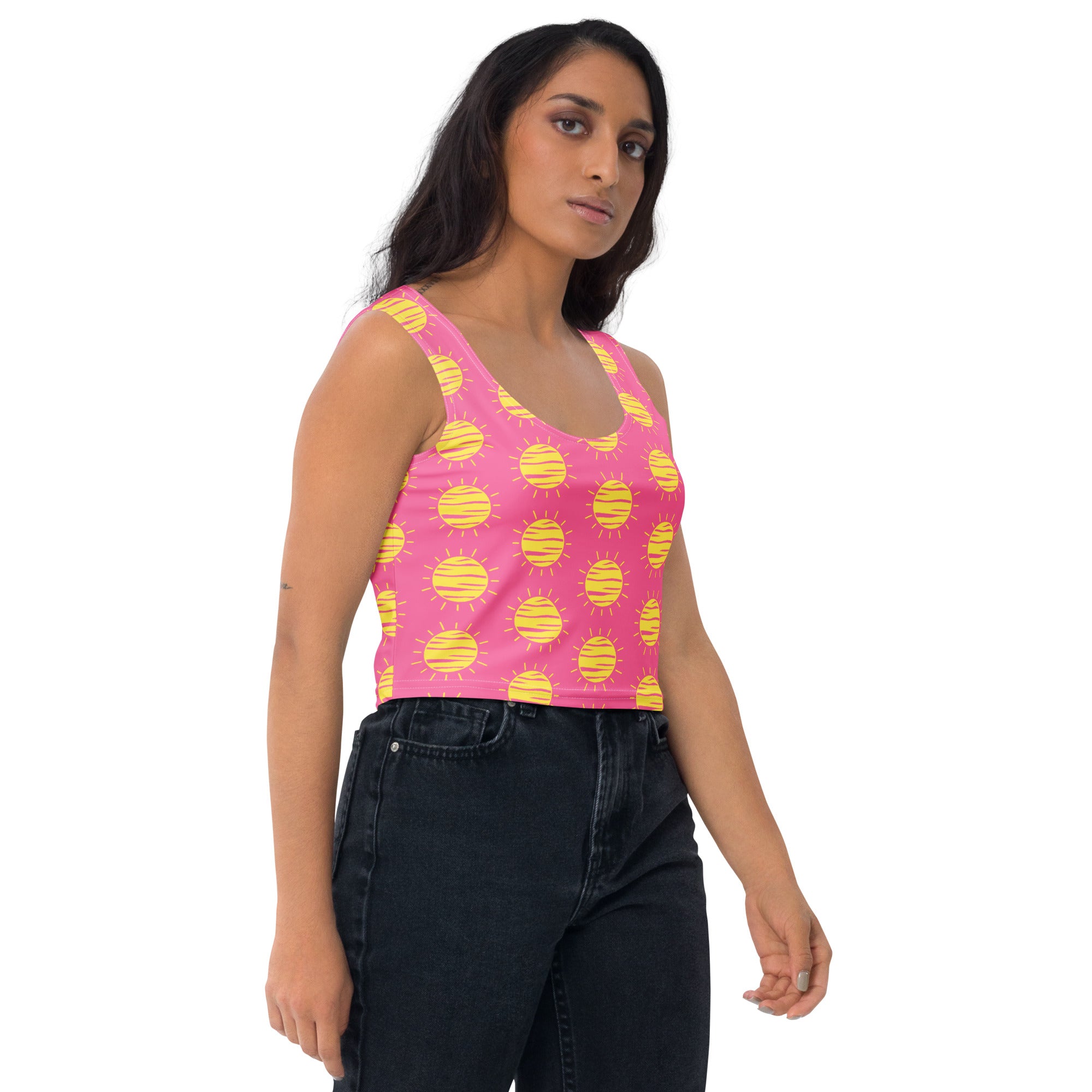 Women's Hot Pink Sun Buttery Soft Crop Top- Quick-Drying UPF 50+ Stretch Top