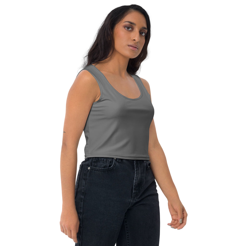 Women's Charcoal Gray Buttery Soft Crop Top- Quick-Drying UPF 50+ Stretch Top