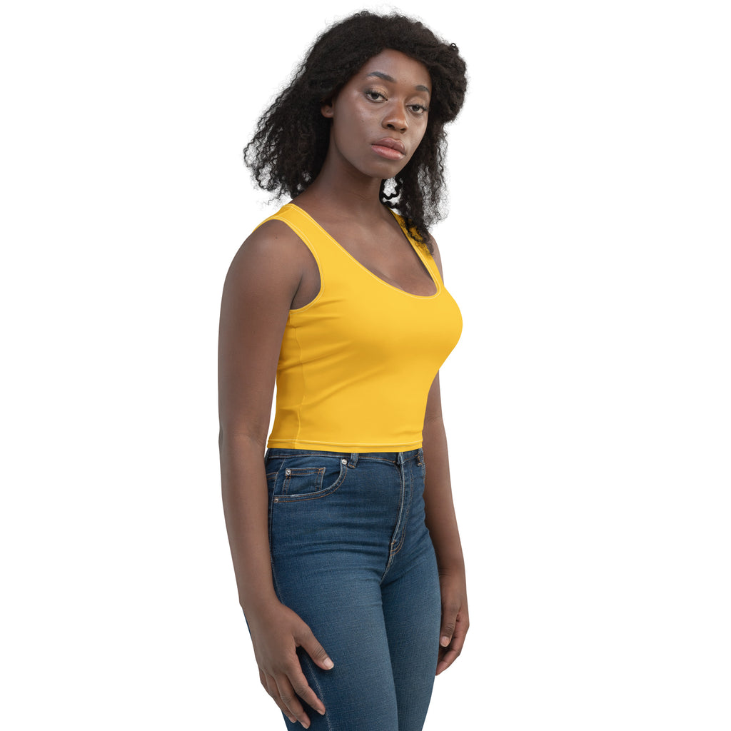 Women's Yellow Buttery Soft Crop Top- Quick-Drying UPF 50+ Stretch Top