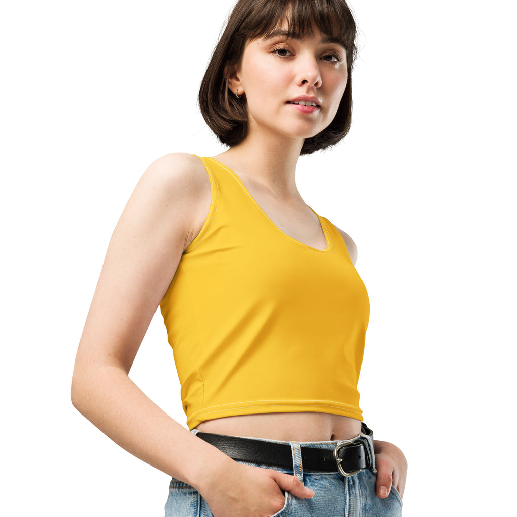 Women's Yellow Buttery Soft Crop Top- Quick-Drying UPF 50+ Stretch Top