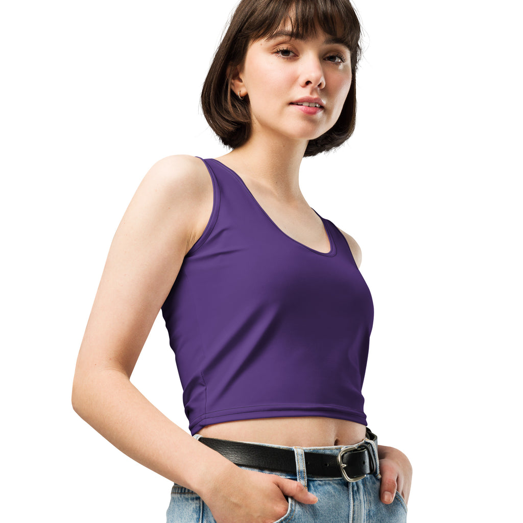Women's Dark Purple Buttery Soft Crop Top- Quick-Drying UPF 50+ Stretch Top