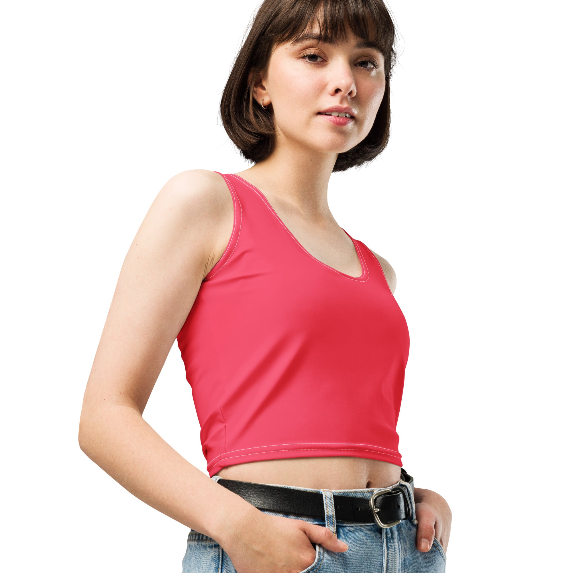 Women's Bright Pink Buttery Soft Crop Top- Quick-Drying UPF 50+ Stretch Top