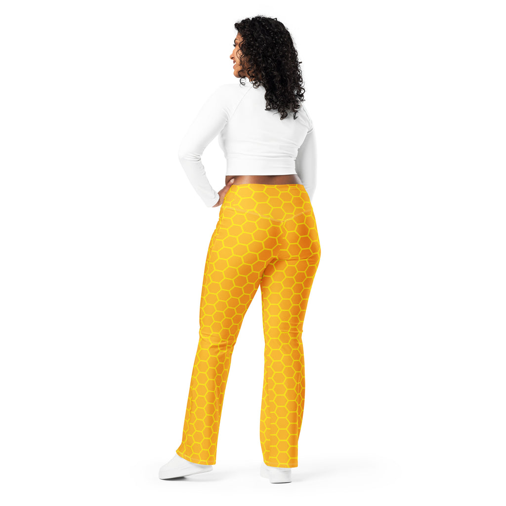 Women's Honeycomb High Waist Flare Legging Pants