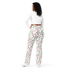 Women's Red & Green Candy Cane High Waist Flare Legging Pants