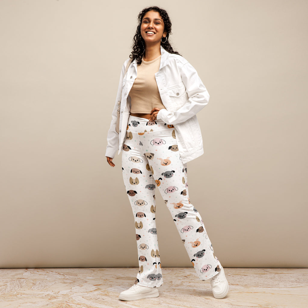 Women's Dog Face High Waist Flare Legging Pants