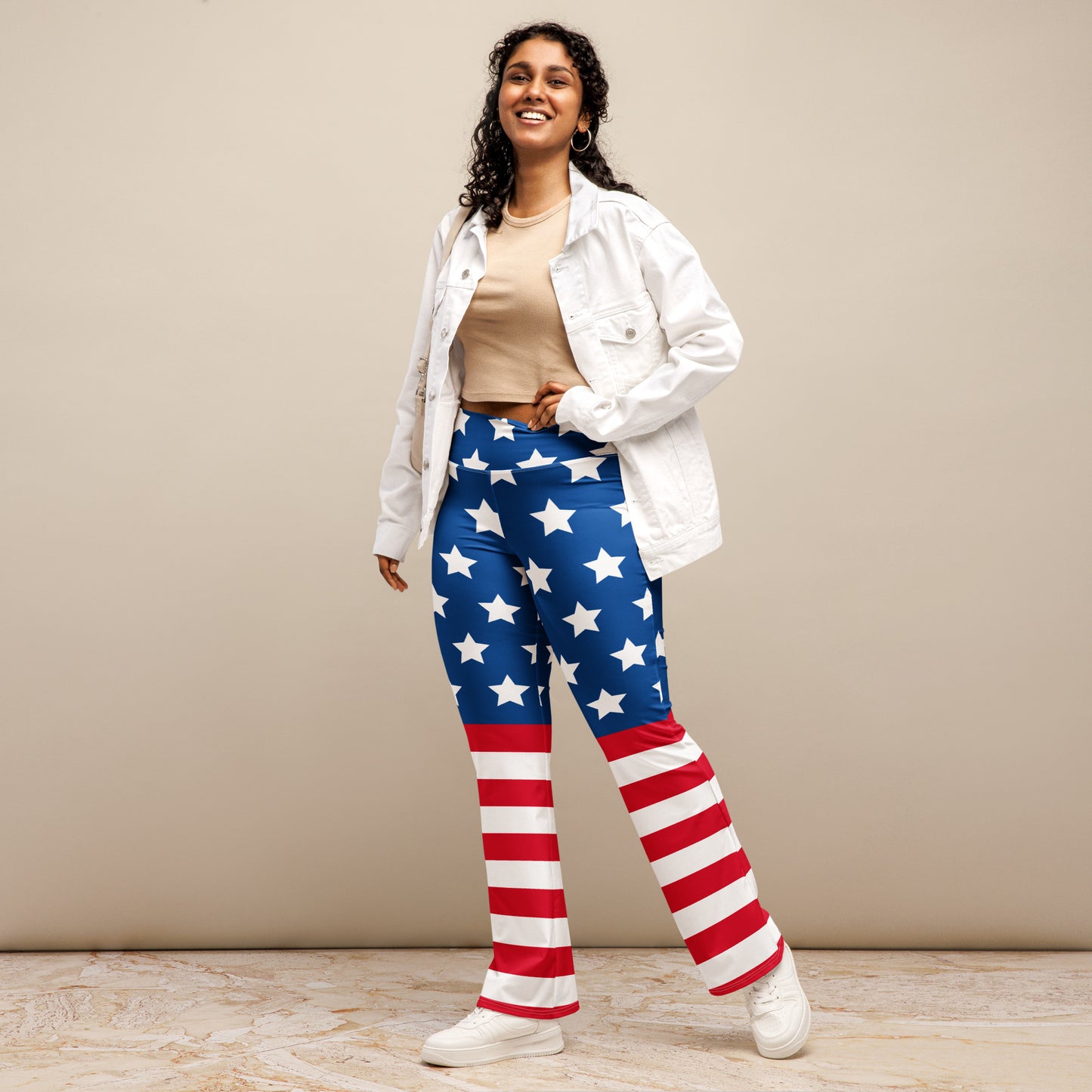 Women's American Flag High Waist Flare Legging Pants