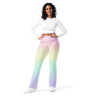 Women's Pastel Rainbow High Waist Flare Legging Pants