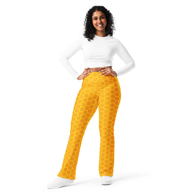 Women's Honeycomb High Waist Flare Legging Pants
