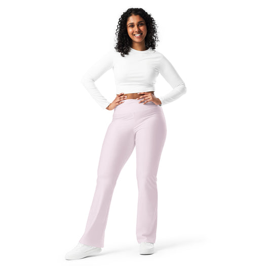 Women's Light Pink High Waist Flare Legging Pants