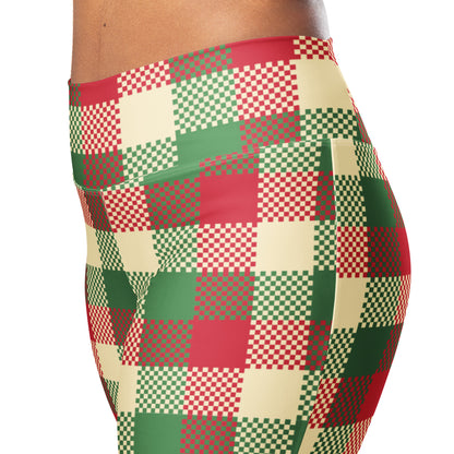 Women's Christmas Plaid High Waist Flare Legging Pants