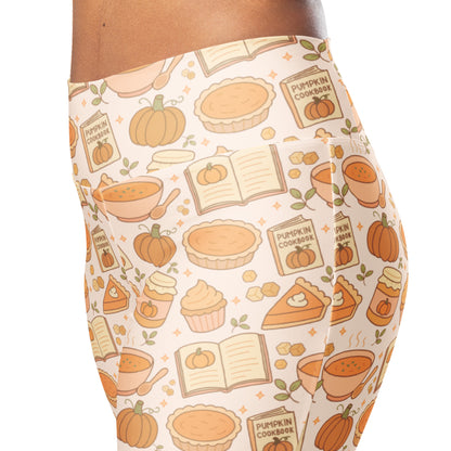 Women's Pumpkin Pie Themed High Waist Flare Legging Pants