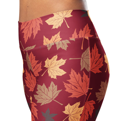 Women's Autumn Leaves High Waist Flare Legging Pants
