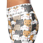 Women's Kawaii Cat High Waist Flare Legging Pants