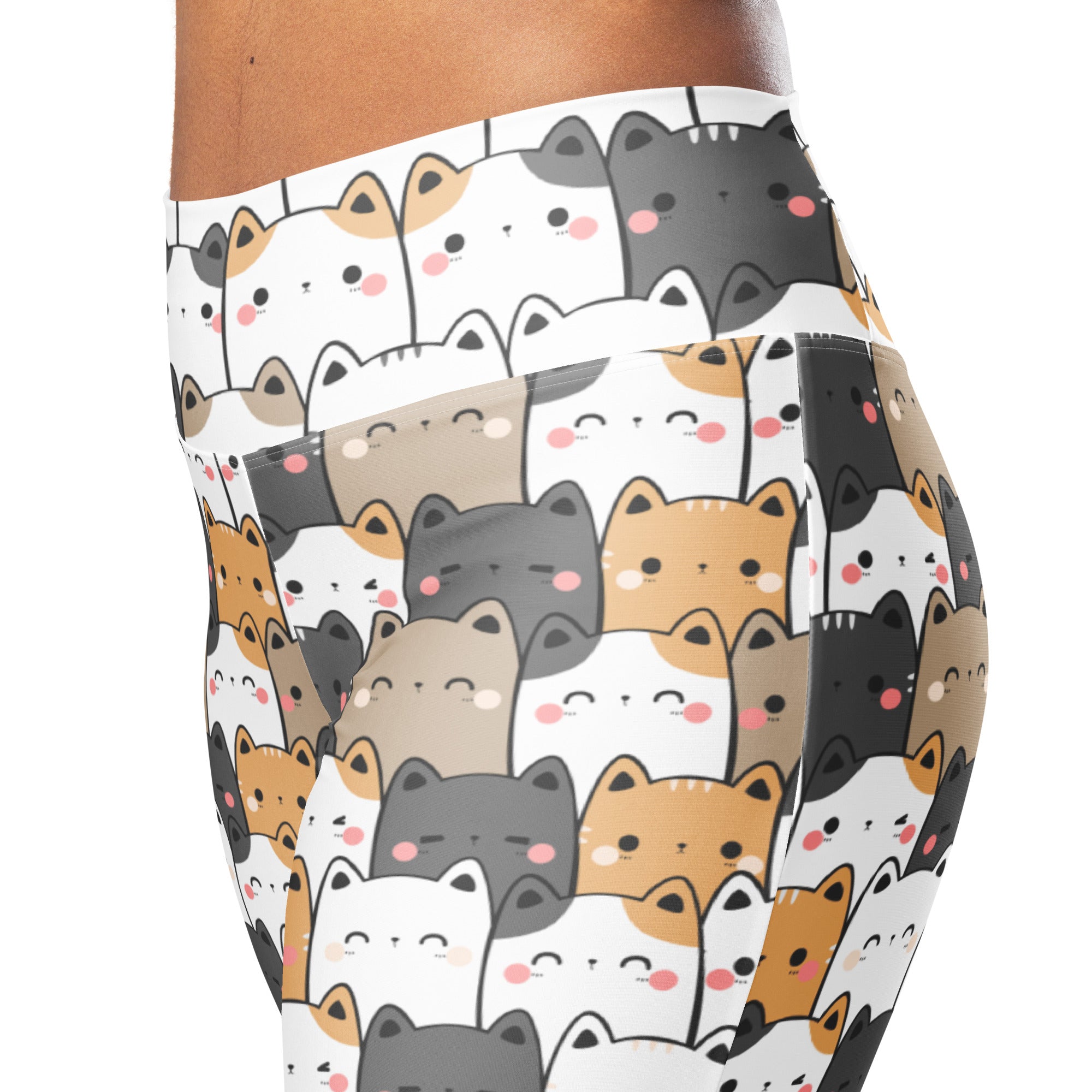 Women's Kawaii Cat High Waist Flare Legging Pants