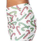 Women's Red & Green Candy Cane High Waist Flare Legging Pants