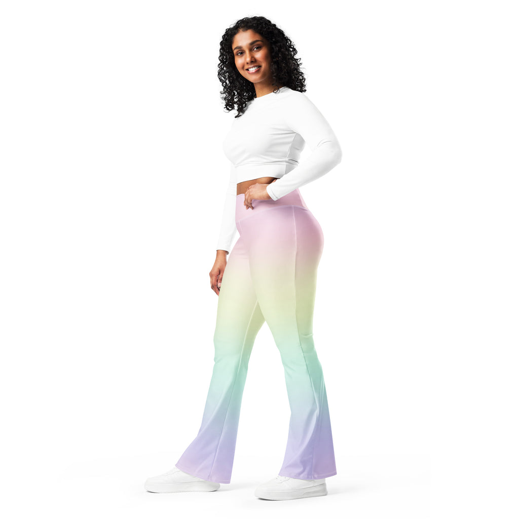 Women's Pastel Rainbow High Waist Flare Legging Pants