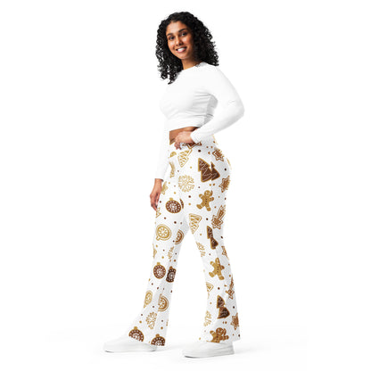 Women's Gingerbread Cookies Christmas High Waist Flare Legging Pants